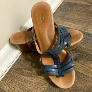 Blue and Tan Ugg Wedge Sandals size 7.5
